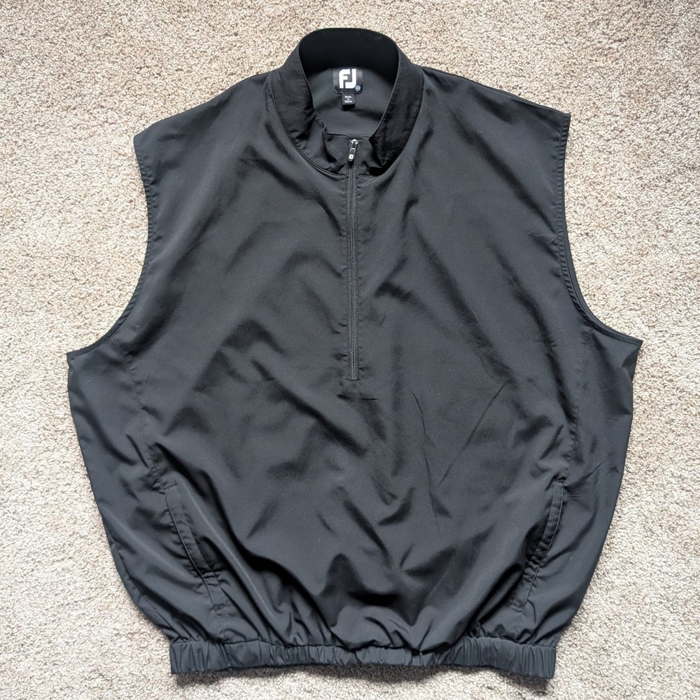 FJ Gold Nylon Mens 2XL Pullover Quarter Zip Vest Black Golf Active Outdoor Sport